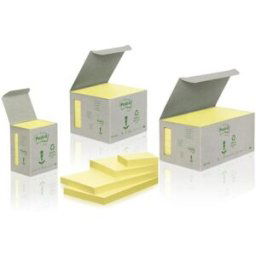 Post-It Recycled Gul, 127x76mm, 6/fp