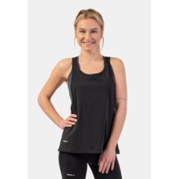 Nebbia Sleeveless Loose Cross Back Tank Top Feeling Good Black