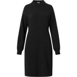 Knowledge Cotton Wool Crew Neck Mid Lenght Dress Dam, M, Black Jet