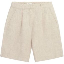 Knowledge Cotton Posey Wide High-Rise Linen Shorts Dam, S, Light feather gray