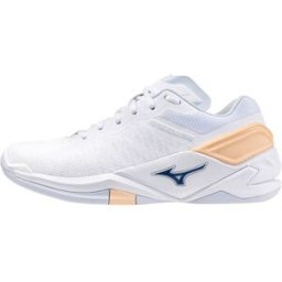 Mizuno Wave Stealth Neo Dam, 40, White/NavyPeony/PeachParfait