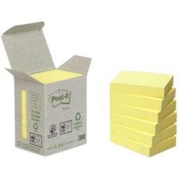 Notes POST-IT 100% recy 38x51mm gul 6/fp