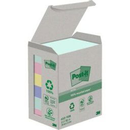 Notes POST-IT 100%recy 38x51 sort.f 6/fp