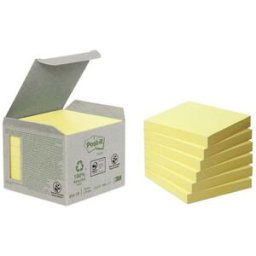 Notes POST-IT 100% recy 76x76mm gul 6/fp
