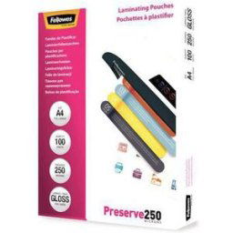 Laminat FELLOWES A4 250mic klar 100/fp