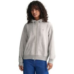 GANT Relaxed Shield Zip Hoodie Dam, LIGHT GREY MELANGE, S