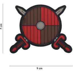 101 INC PVC Patch - Viking shield + 2 Swords (Färg: Röd/Brun)