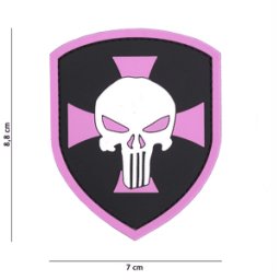 101 INC PVC Patch - Shield Punisher Cross (Färg: Rosa)