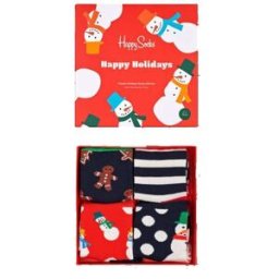 Happy Socks Kids Holiday Gift Set 4 Pack Strumpor, Blå/Navy, 2-3 År