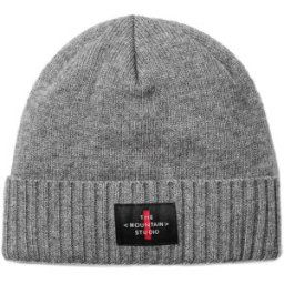 The Mountain Studio C-6 Cashmere Mix Cross Logo Beanie Herr, GREY MELANGE, One Size