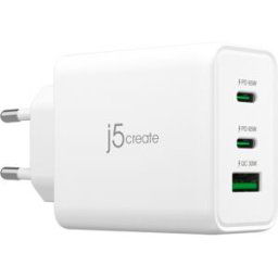 J5create Wall Charger Gan, 65 W, 2x Usb-C, 1x Usb-A, 3-Port Charger - Väggladda