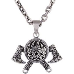 Northern Viking Jewelry Bear Paw Axe silver berlock NVJ-H-RS066