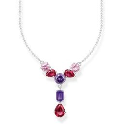 Thomas Sabo y-shape pink, violet and red zirconia halsband KE2195-477-7-L45v