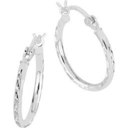 Lykka Casuals silver tunna diamantslipade hoop örhängen i silver 2 x 20 mm