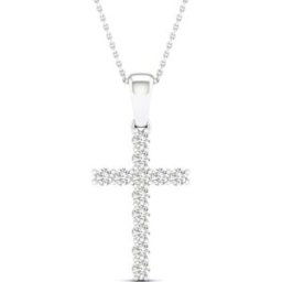 Lykka Elegance diamant kors med kroninfattning 0,25 ct vitguld