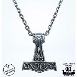 Northern Viking Jewelry Scandinavian Raven Thor's Hammer hänge NVJ-H-RS016