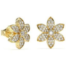 GUESS White Lotus guldfärgade blomörhängen JUBE04145JWYGT/U