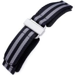 MiLTAT Black & Grey NyjBB Nylon Velcro armband 22mm 22B22EBR01N9H10