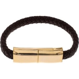 Silver Bar USB-laddnigskabel-armband brun för iPhone 20,5 cm 2285