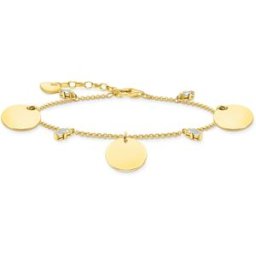 Thomas Sabo wih three discs and white stones gulfärgad armband A1962-414-39-L19V