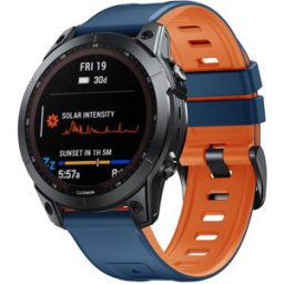 Tiera Garmin Fenix Trend silikonarmband blå-orange quick release 26 mm