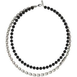 GUESS Edgy Double silver och svartfärgat onyxhalsband JUMN04050JWSTBKT/U