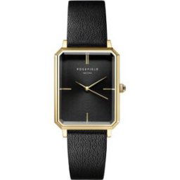Rosefield The Octagon Black Sunray Black Leather Gold 23*29mm OBSBG-O49