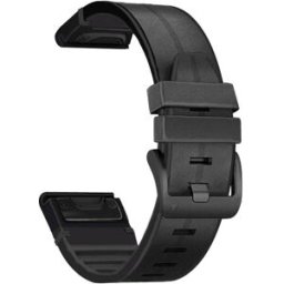 Tiera Garmin Fenix läder-silikon armband quick release svart 22 mm