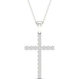 Lykka Elegance kroninfattat diamant kors 0,25 ct vitguld