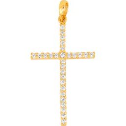 Lykka Crosses tunna kors hänge i guld med zirkonia stenar 27,96 x 16,38 mm