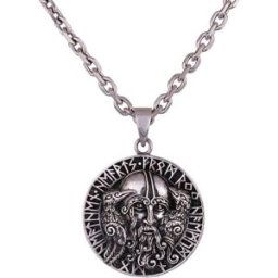 Northern Viking Jewelry Huginn and Muninn Raven Runes silver berlock NVJ-H-RS076
