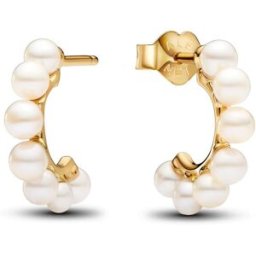 Pandora Timeless 14k gold-plated pärl creol hoops 263179C01