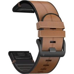 Tiera Garmin Fenix läder-silikon armband quick release brun 26 mm