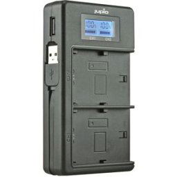 Jupio USB-dubbelladdare, för Sony NP-F- och NP-FM-serien, med Powerbank-funktion