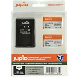 Jupio 2 st batterier motsv. Sony NP-BX1, inkl. dubbel USB-laddare