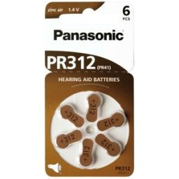 Panasonic Batteri för hörapparat, Brun, typ PR312/PR41, 10 x 6-pack
