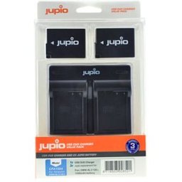 Jupio 2 st batterier motsv. Panasonic DMW-BLC12, inkl. dubbel USB-laddare