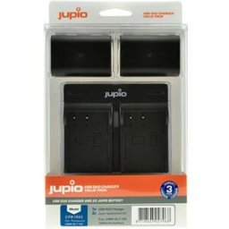 Jupio 2 st batterier motsv. Panasonic DMW-BLF19, inkl. dubbel USB-laddare