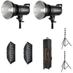 Godox SK400II Kit med 2st blixtar,2st Reflektorer, 2st Softboxar 70x100, 2st Belysningsstativ och Väska