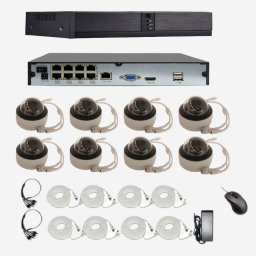 Övervakningskamera set 8 kanaler med 8 st Vandal-Proof kameror 8MP (4K) POE MIC