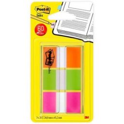 Index POST-IT 24x43,2mm neon 60/fp