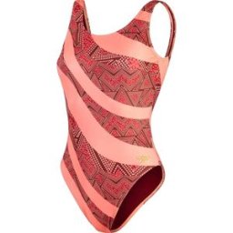 Speedo Women's Printed Deep U-Back Oxblood/Coral 32