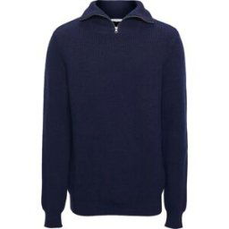 Knowledge Cotton Apparel Men's 1/2 Neck Zip Merino Wool Rib Knit Total Eclipse not_defined