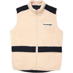 Knowledge Cotton Apparel Men's Teddy Fleece Hood Vest With Rib Stop In Contrast Color White M