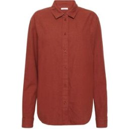 Knowledge Cotton Loose Flannel Long Sleeved Shirt Dam, M, Fired Brick