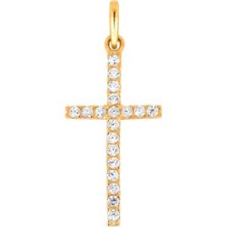 Lykka Crosses tunna kors hänge i guld med zirkonia stenar 10,64 x 21,62 mm
