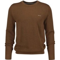 GANT Cotton Pique Crew Neck Herr, XL, HAZELNUT MELANGE
