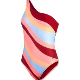 Speedo Women's Printed Asymmetric 1 Piece Oxblood/Coral 32
