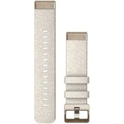 Garmin Quickfit 20 mm Cream Heathered Nylon Strap, Cream Gold Hardware 010-13102-07
