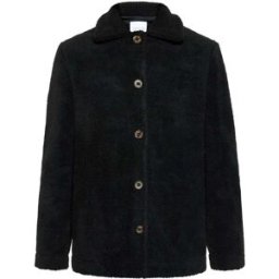 Knowledge Cotton Teddy Overshirt Jacket Dam, S, Black Jet